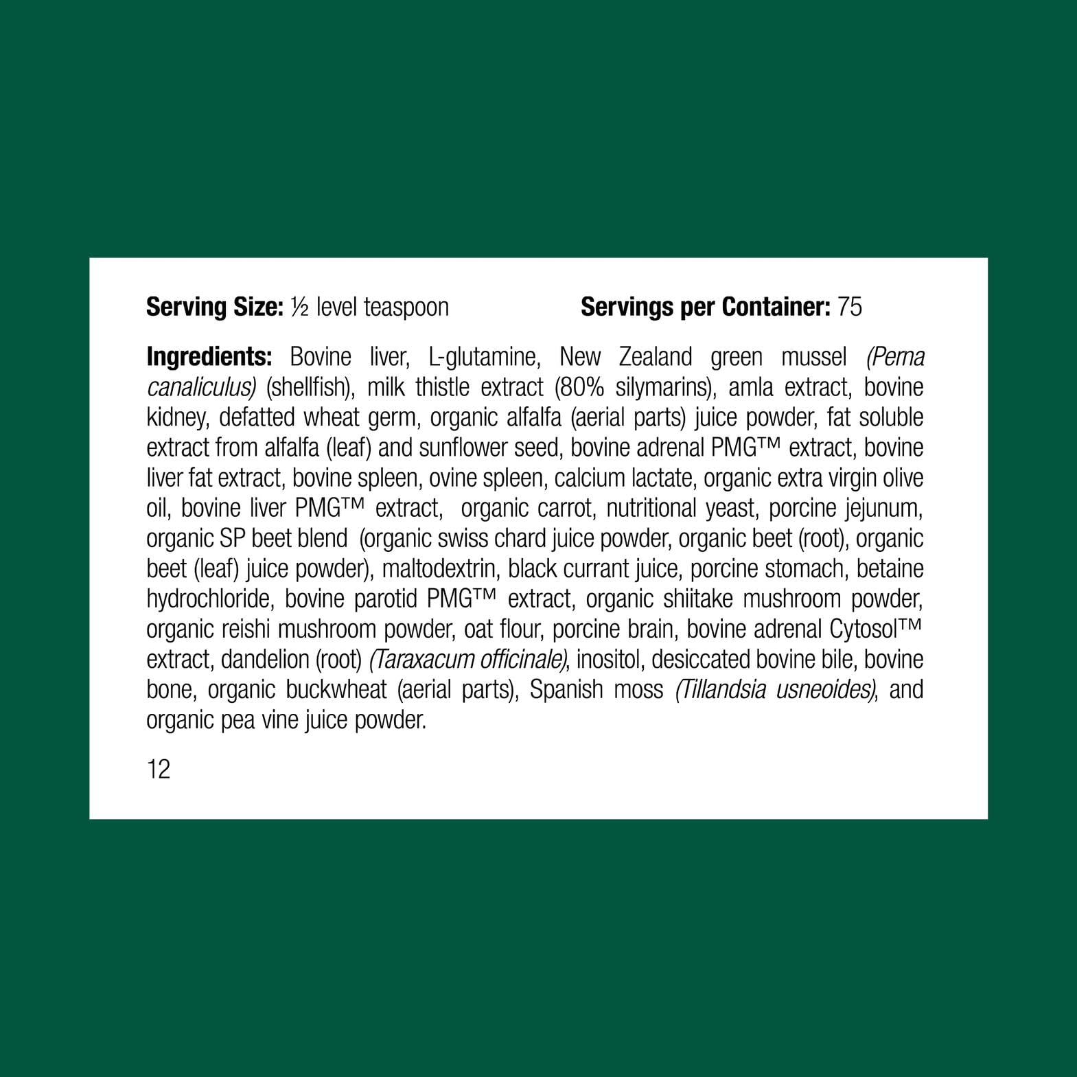 Standard Process Canine Dermal Support dosing scoop enables precise weight-based feeding.