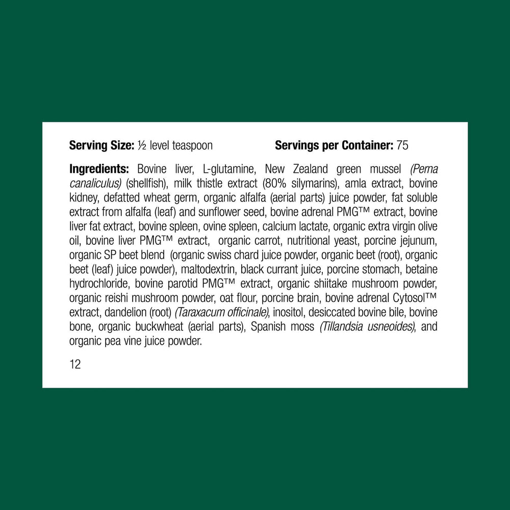 Standard Process Canine Dermal Support dosing scoop enables precise weight-based feeding.