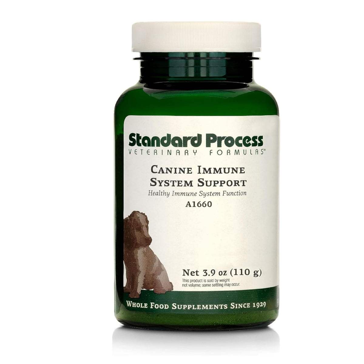 Standard Process Canine Immune System Support bottle-front for immune and vitality support.