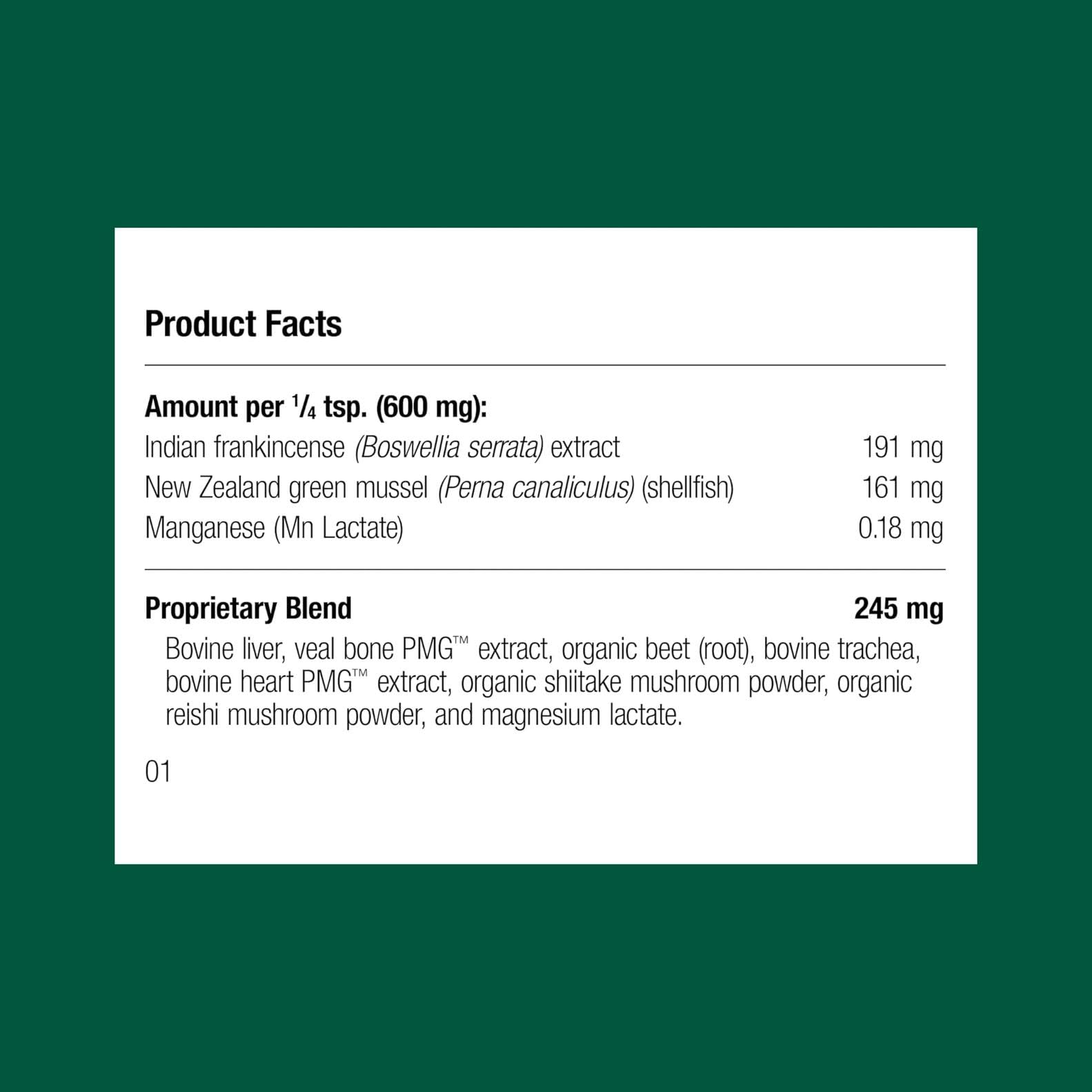 Standard Process Canine Musculoskeletal Support scoop demonstrates precise dose for weight-based feeding.
