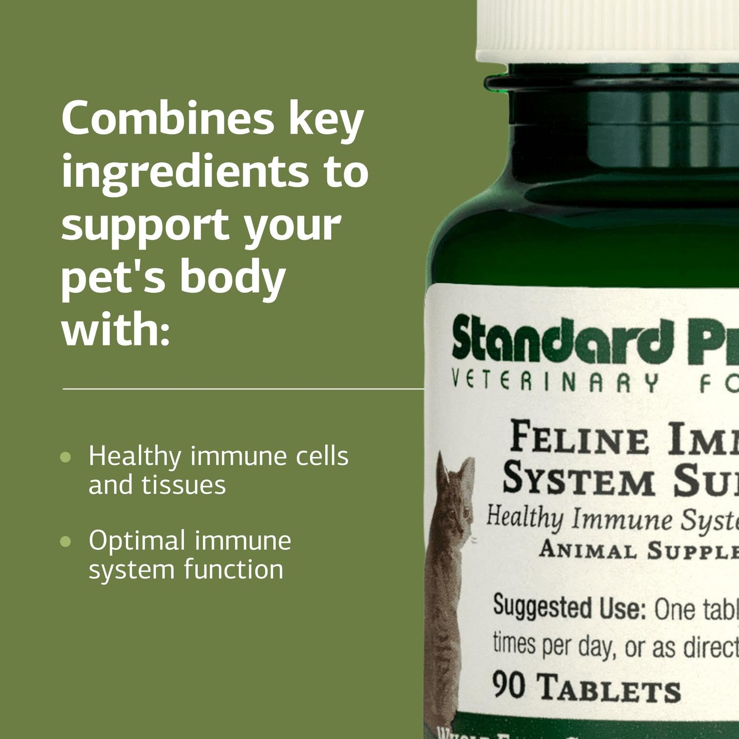 Standard Process feline immune support packaging front communicates quality and care.