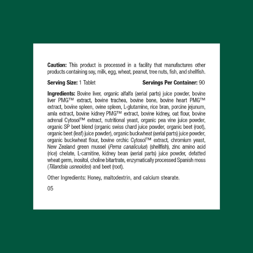 Standard Process feline supplement bottle shows easy daily dosing for multisystem support