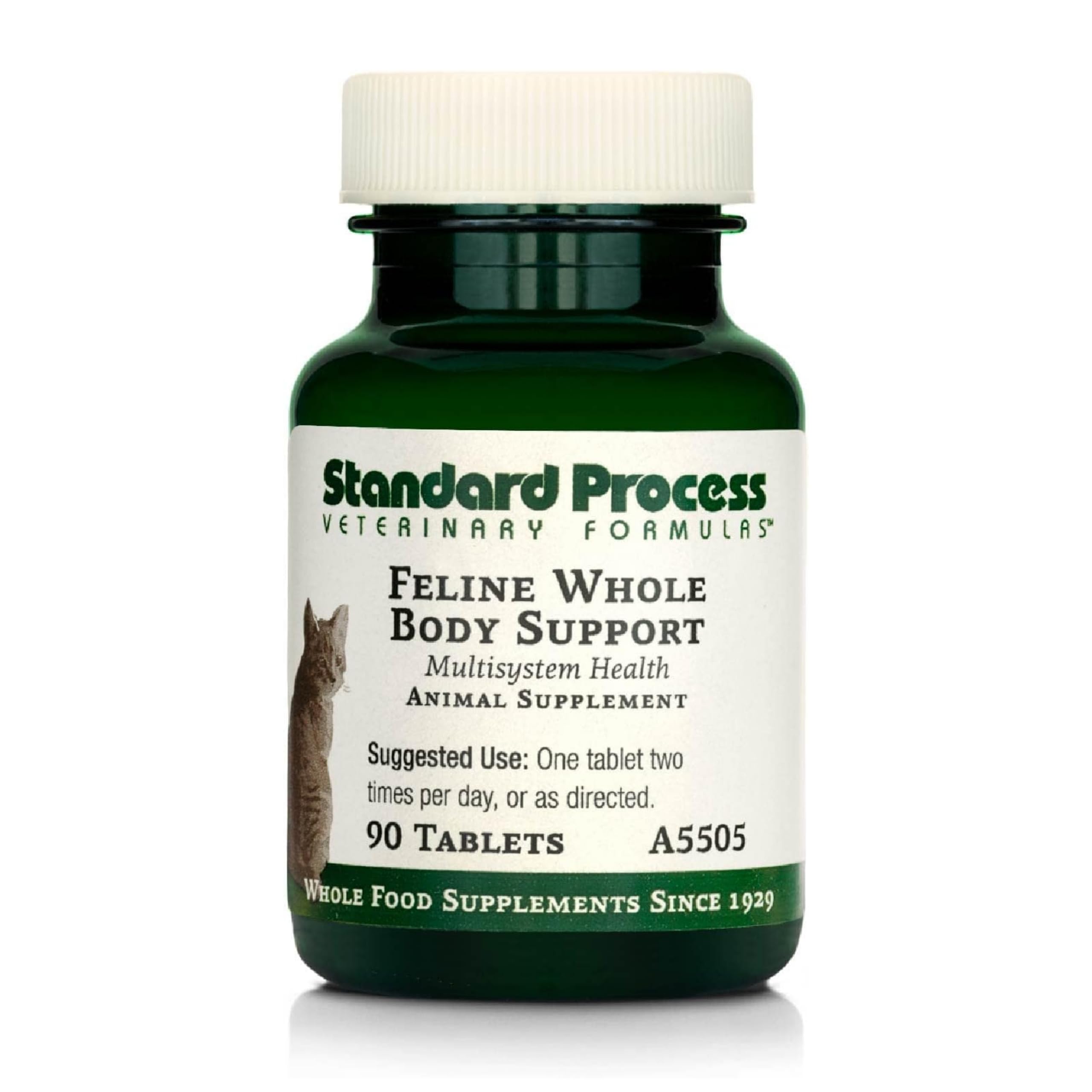 Standard Process feline whole body support tablet on plate for multisystem maintenance