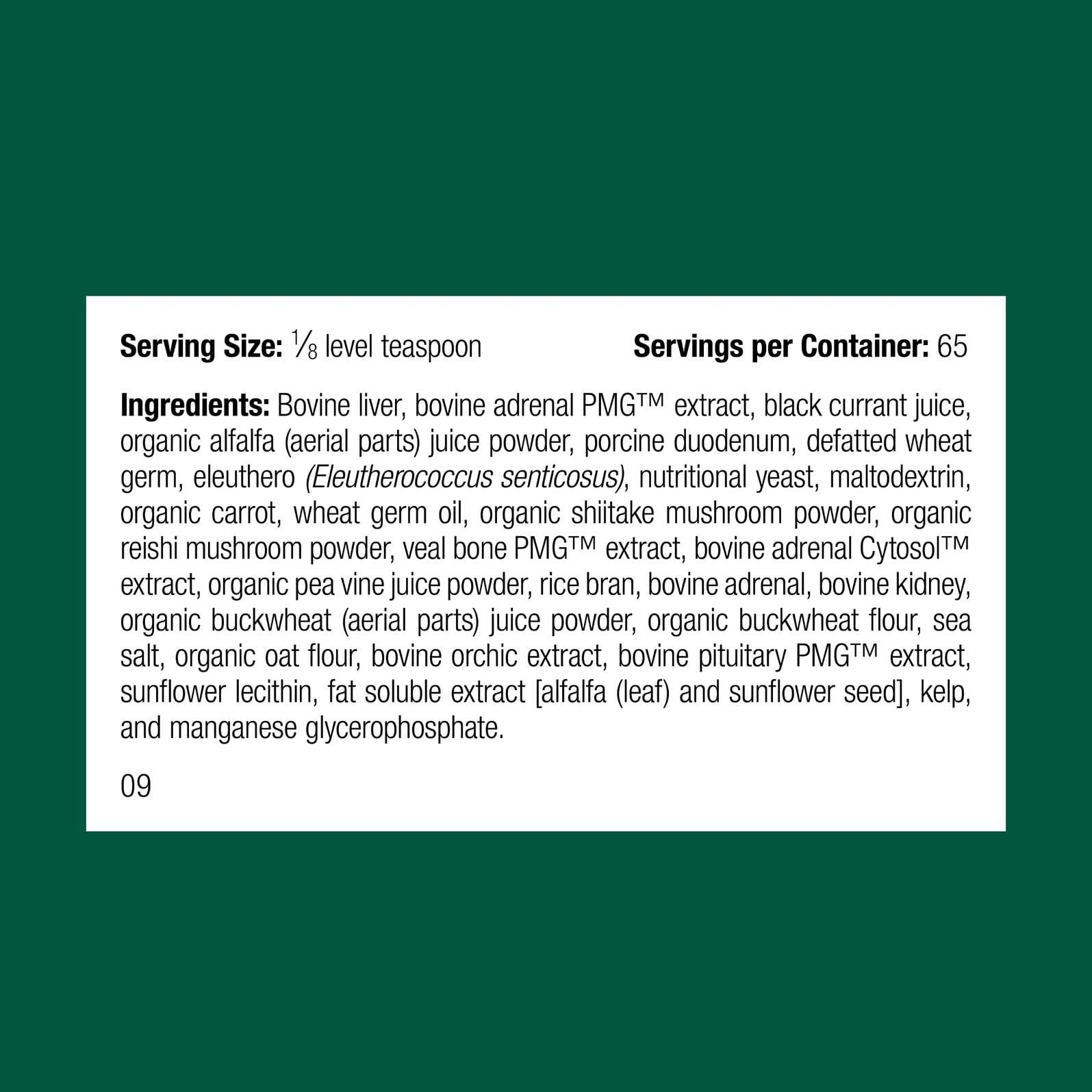 Standard Process Canine Adrenal Support scoop measure demonstrates precise dosing per weight.