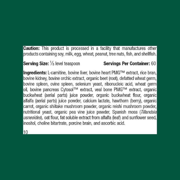 Standard Process Canine Cardiac Support bottle label closeup highlighting selenium-rich formula