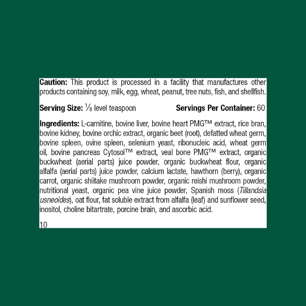 Standard Process Canine Cardiac Support bottle label closeup highlighting selenium-rich formula