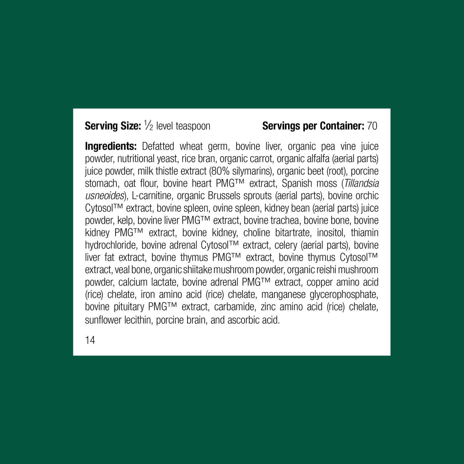 Canine Whole Body Support tub label from Standard Process highlights daily nutrition foundation.