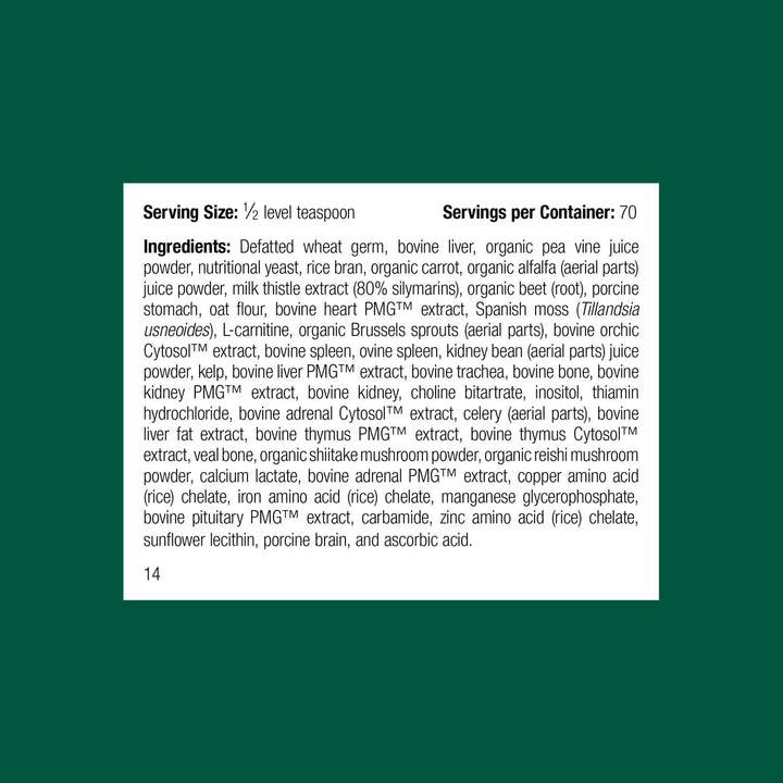 Canine Whole Body Support tub label from Standard Process highlights daily nutrition foundation.