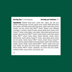 Canine Whole Body Support tub label from Standard Process highlights daily nutrition foundation.