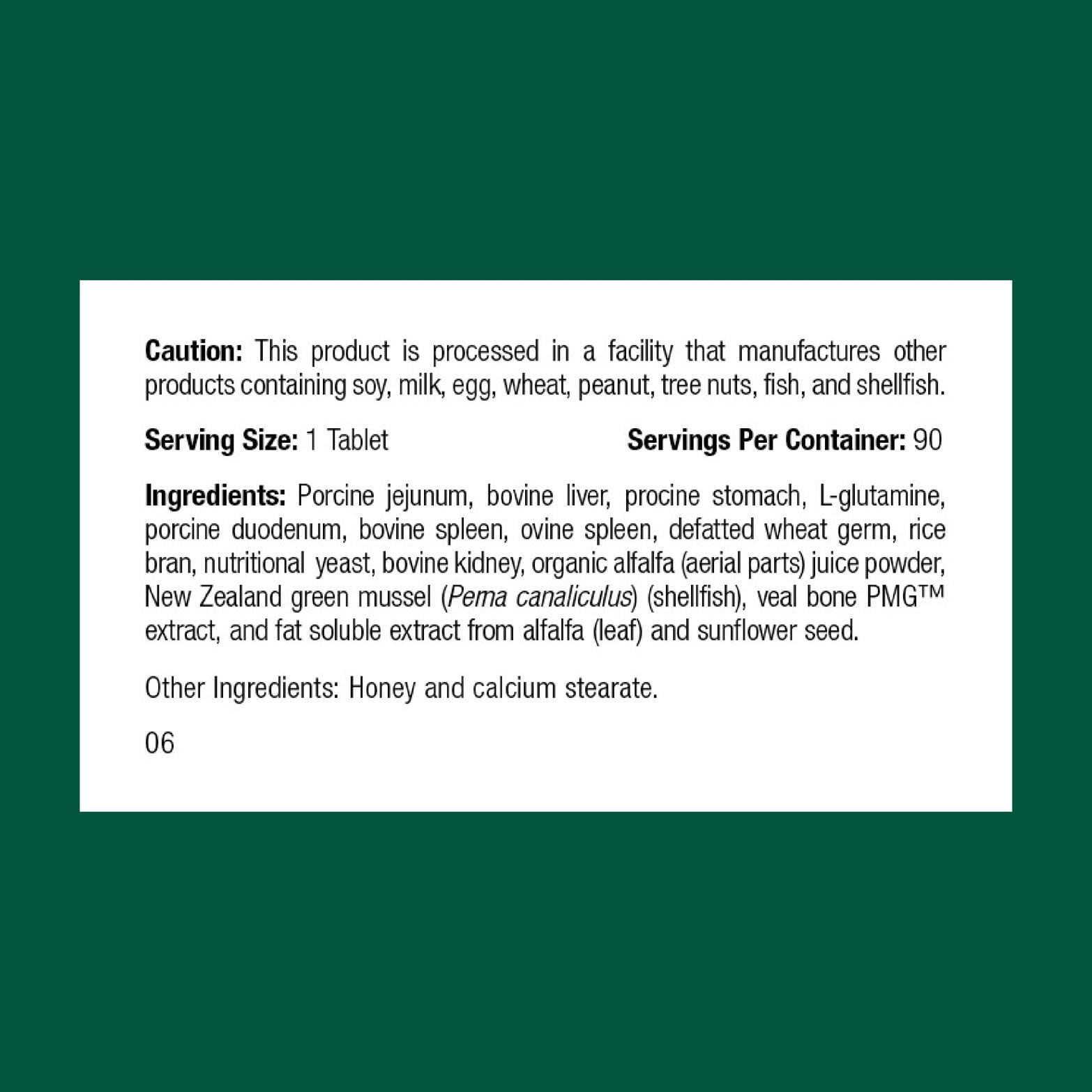 Standard Process Feline Enteric Support tablets shown for convenient digestive support.