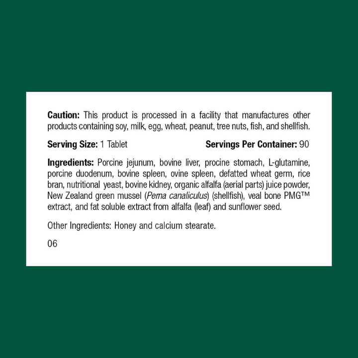 Standard Process Feline Enteric Support tablets shown for convenient digestive support.