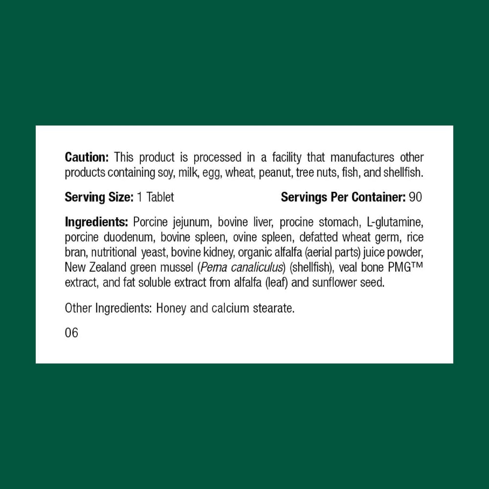 Standard Process Feline Enteric Support tablets shown for convenient digestive support.