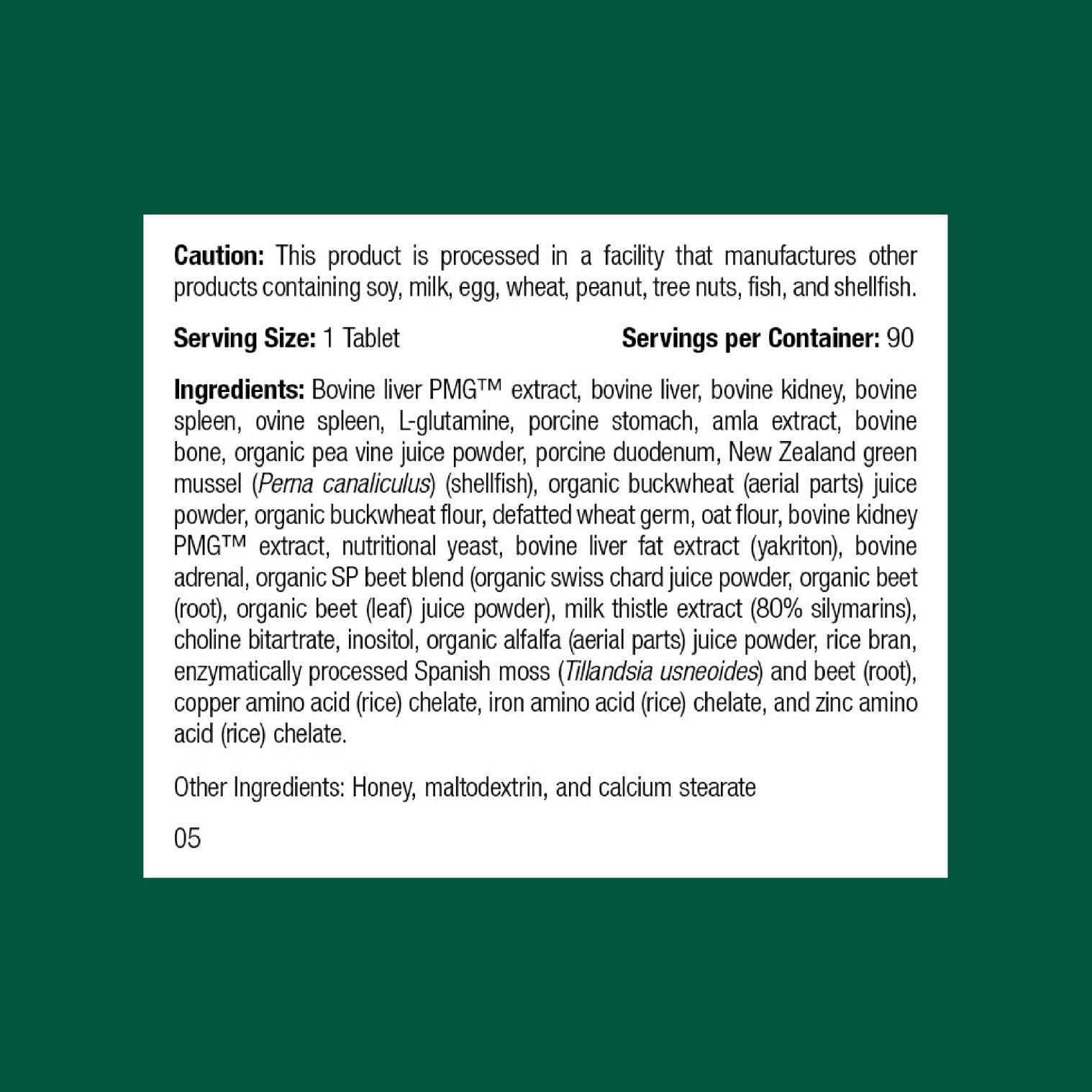 Standard Process Inc feline hepatic support tablet closeup shows a daily dose.
