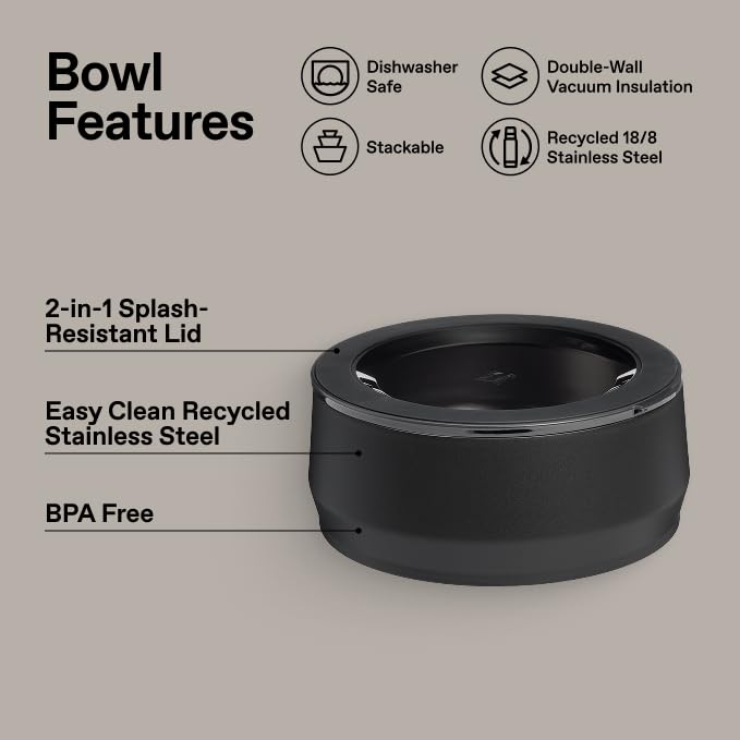 STANLEY Pet Bowl with non-slip base and lid stored underneath for stability