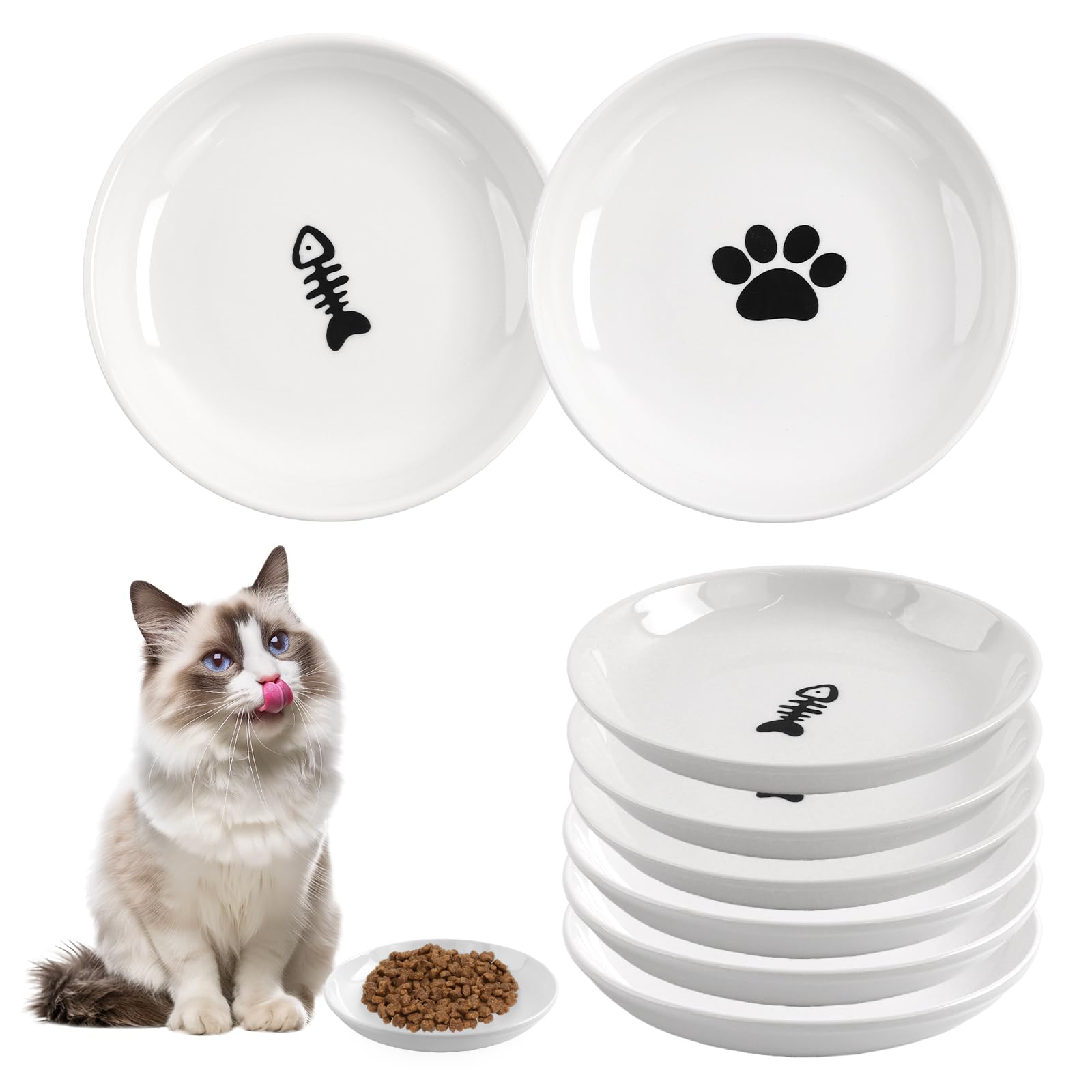 STAOVA 6-cat-bowls-set arranged together for multi-pet homes.