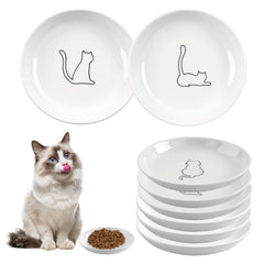 STAOVA 6-pack cat bowls set with paw and fishbone patterns to attract appetite.