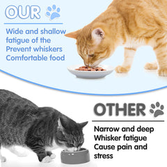 STAOVA flat wide-bottom bowls improve whisker-friendly dining for cats.