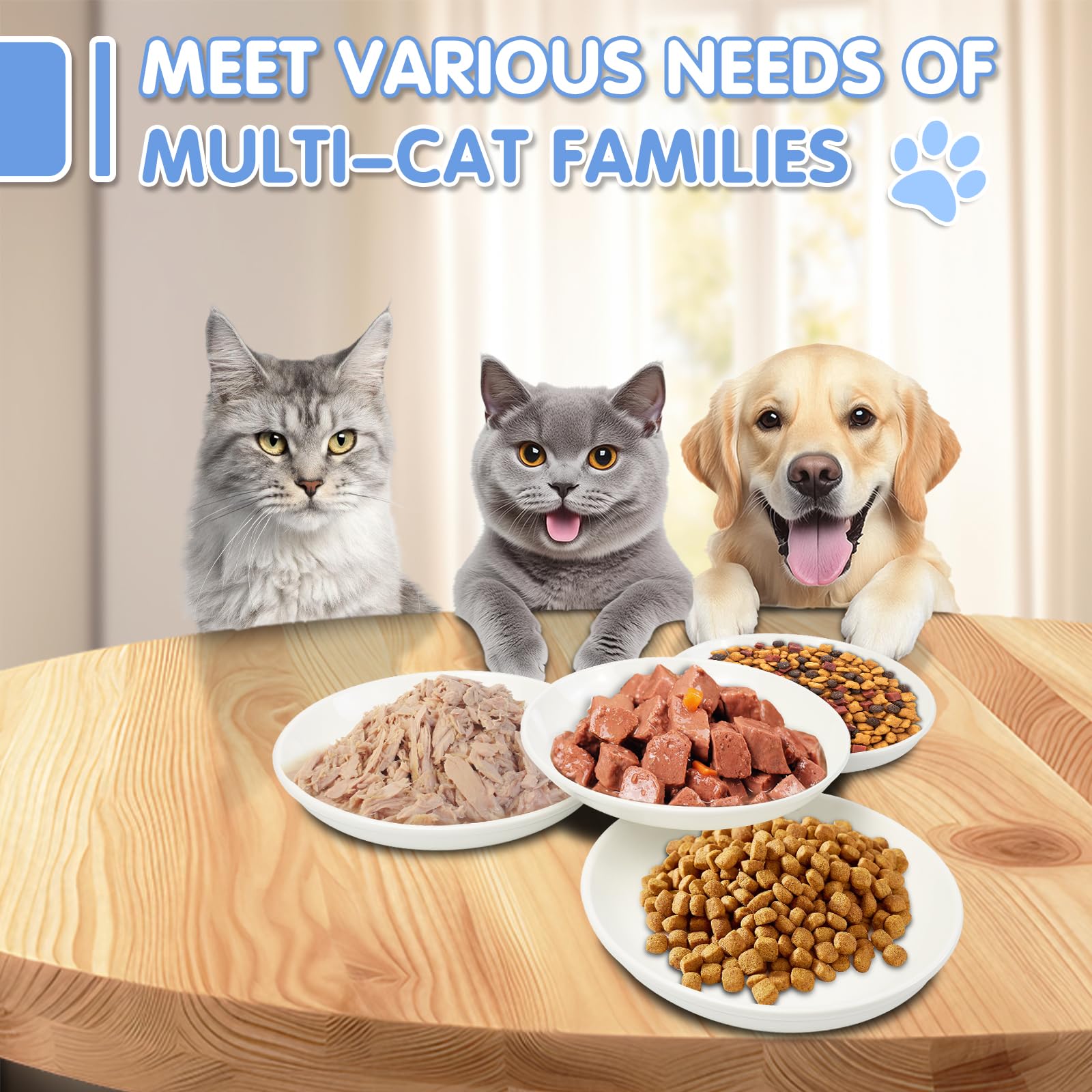 STAOVA kitten paw pattern bowls add decorative appeal and appetite boost.