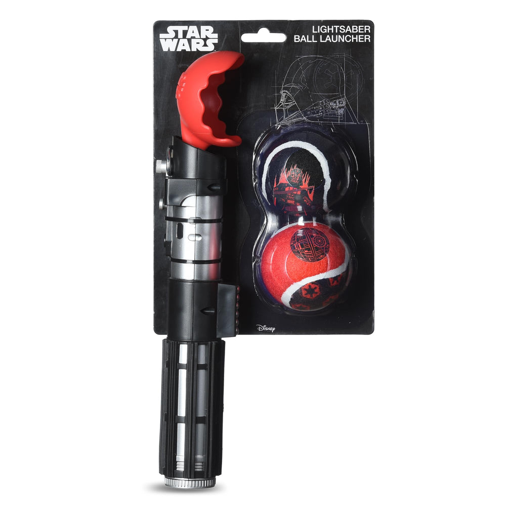 STAR WARS for Pets Lightsaber Launcher extended to 24 inches for easy storage.