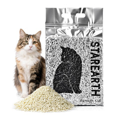 STAREARTH Tofu Cat Litter showing instant clumping for quick scooping.