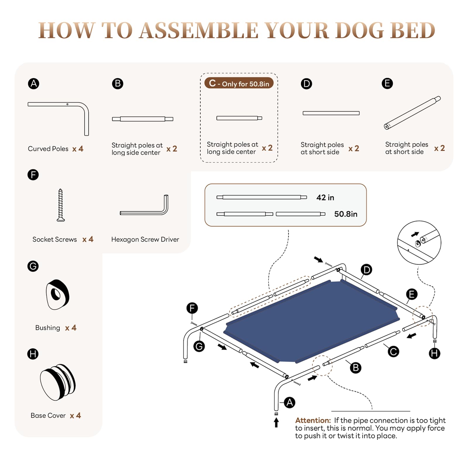 STARLATTA 50-inch blue cot highlighting large size.
