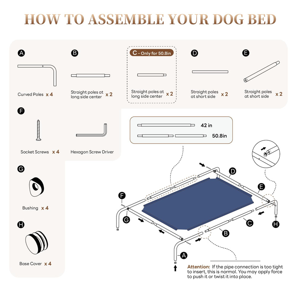 STARLATTA 50-inch blue cot highlighting large size.