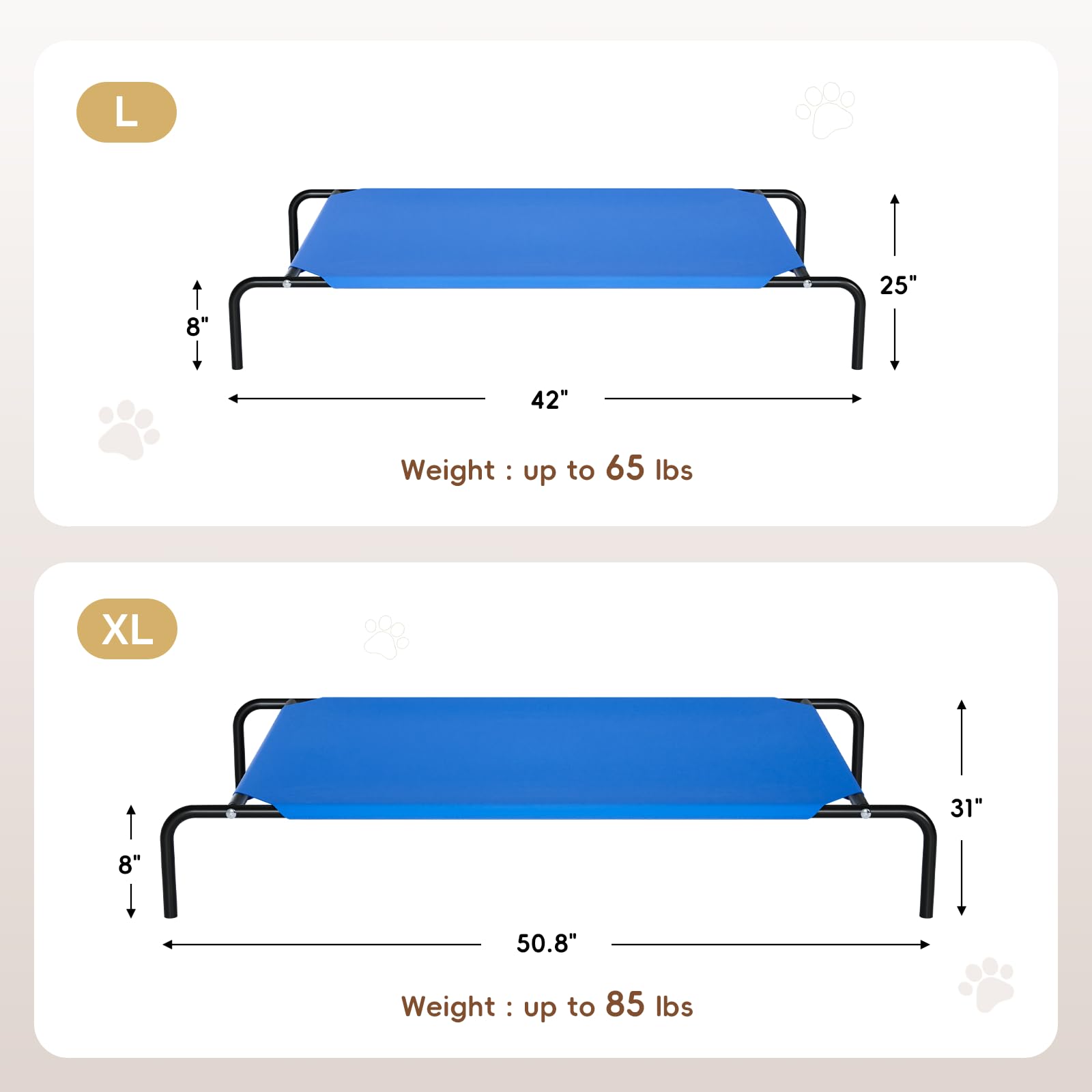 STARLATTA elevated dog bed outdoors with waterproof, cooling surface.