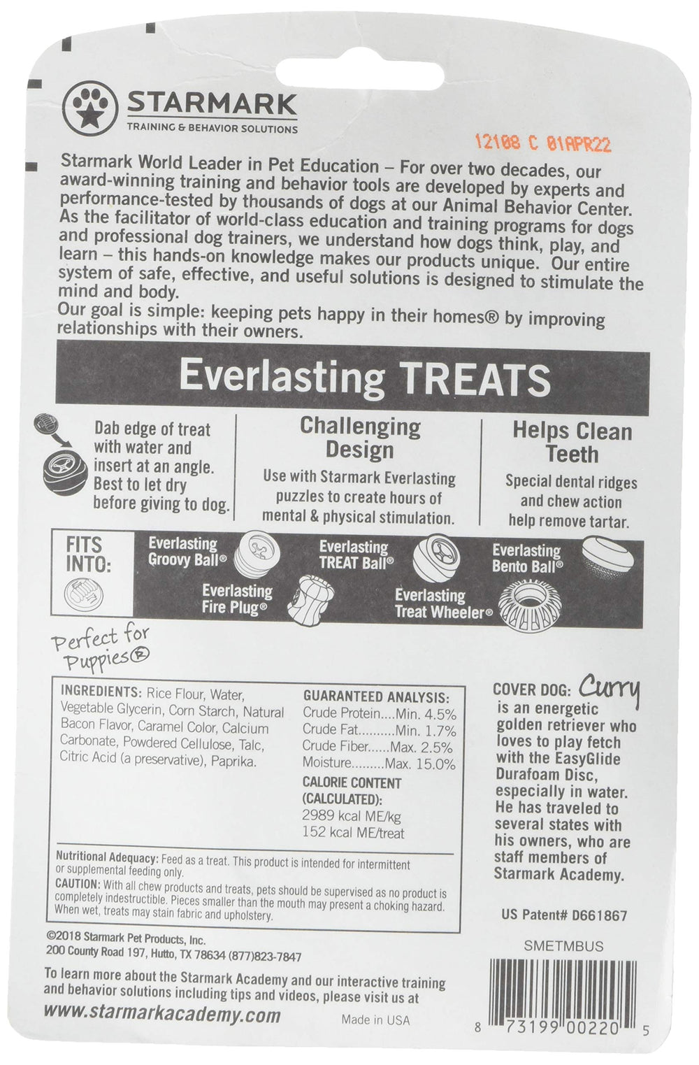 Starmark Everlasting dental chew bacon flavor, medium, four-pack, ideal for extended chew sessions.