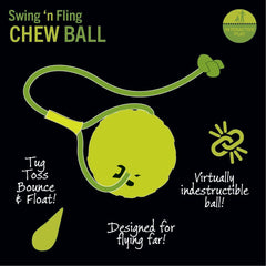 Starmark Everlasting Fun Ball on Rope in use during dog play, rugged and engaging.