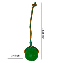 Starmark Everlasting Fun Ball on Rope floating in water, ideal for water play.