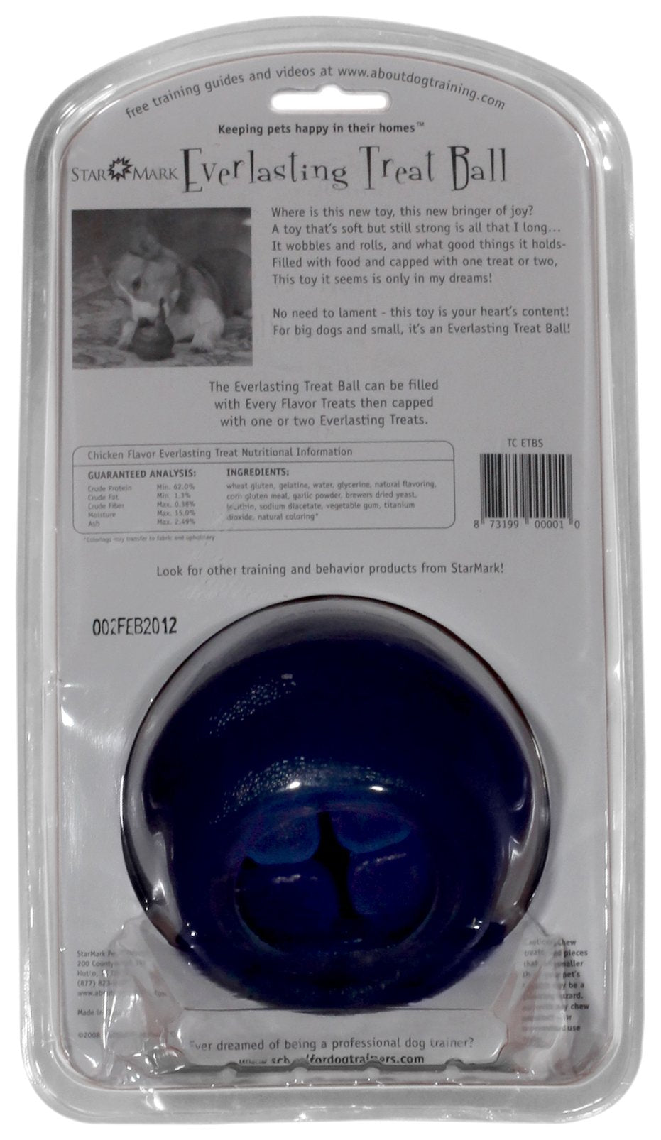 Starmark Everlasting Treat Ball Medium front view, rugged chewer friendly