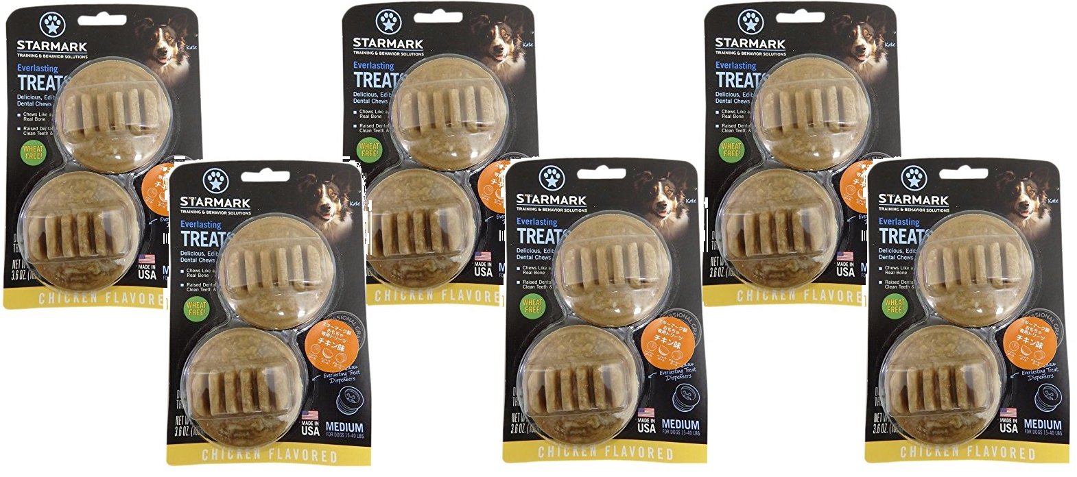 Starmark Everlasting Treat medium chicken pack front for durable medium dog chews