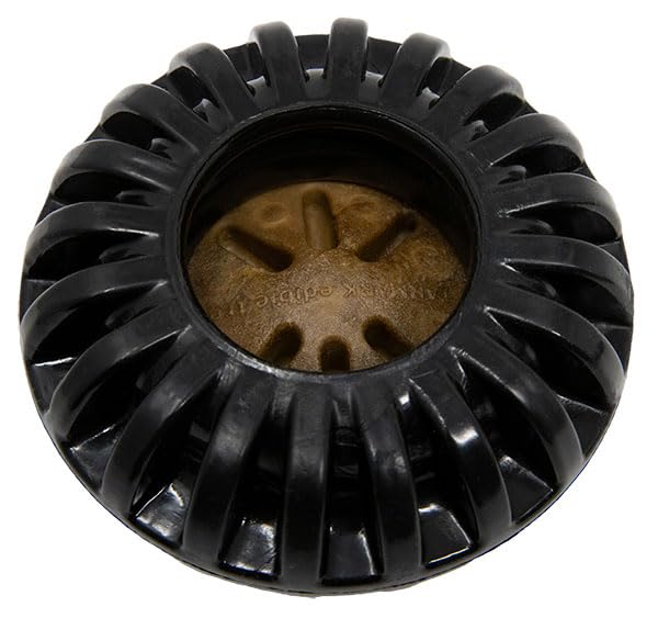 Starmark Everlasting Treat Wheeler Medium shows stuffed exterior grooves for long-lasting treat engagement.