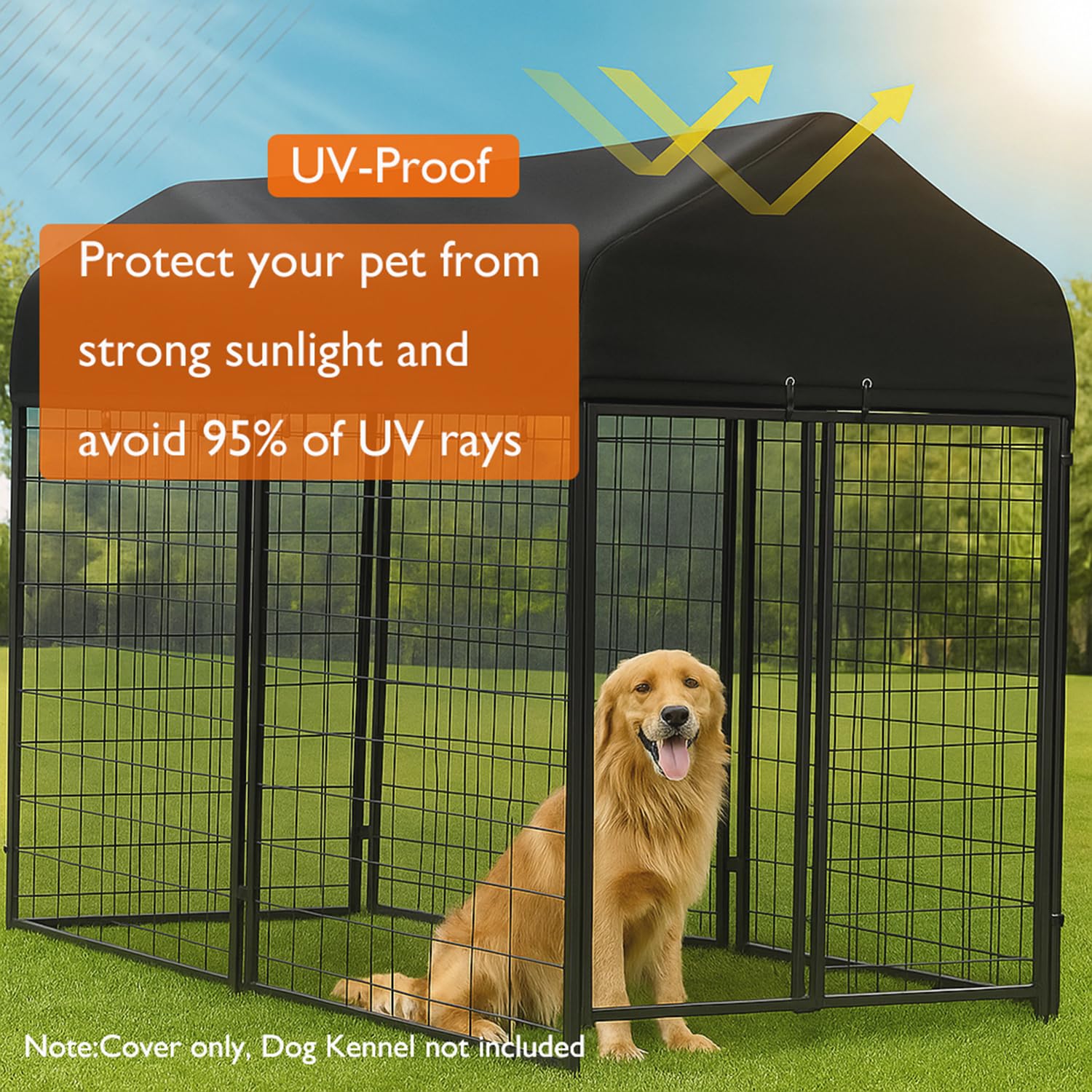 STAYDEN 98% shade sunscreen layer keeps kennel interior cooler