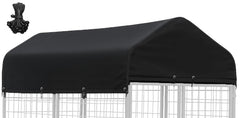 STAYDEN outdoor kennel cover top view protects a large crate from rain and sun