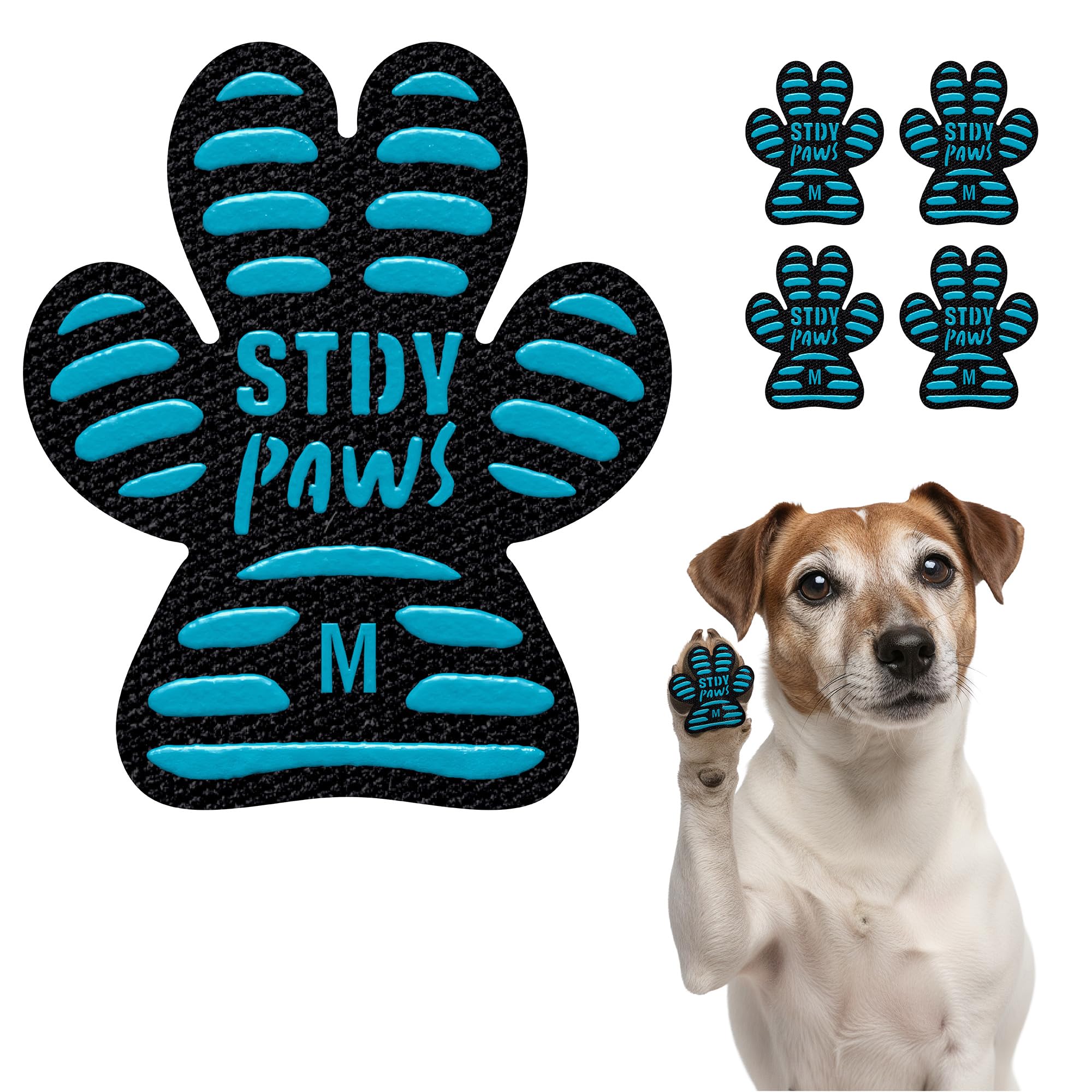 Steady Paws anti-slip paw pads on hardwood floor for safer indoor movement