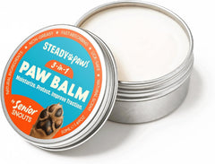 Steady Paws 3-in-1 paw balm tube close-up showing non-greasy formula for daily use