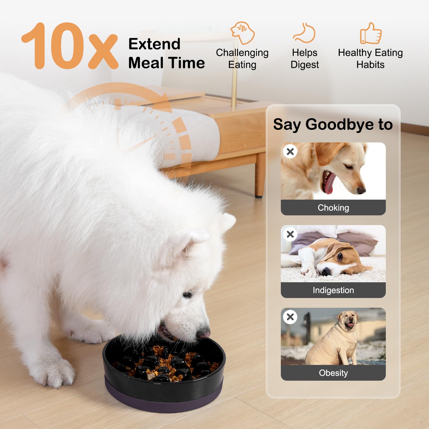 Sted ceramic slow feeder bowl is dishwasher safe for easy cleaning.