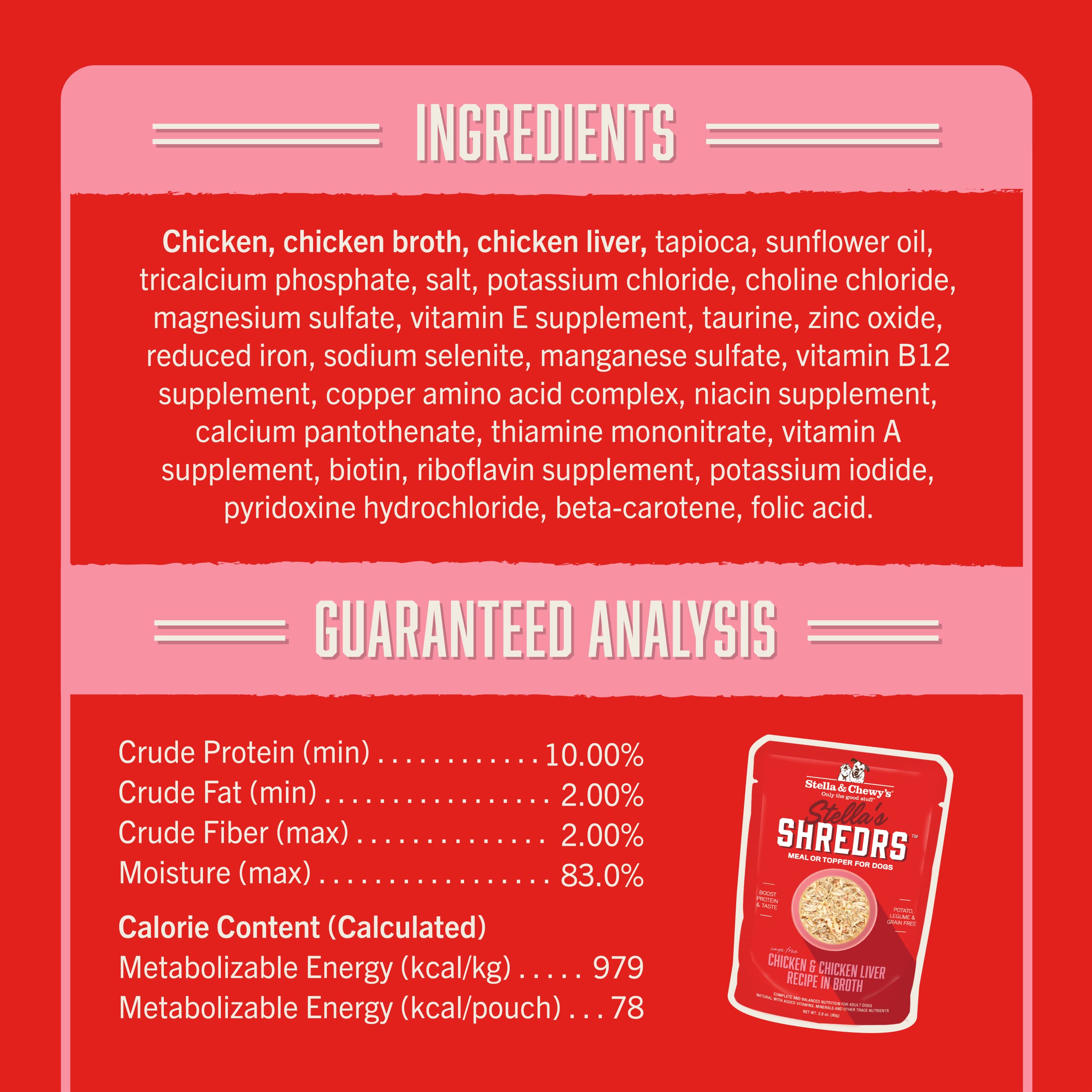 Stella & Chewy's 2.8oz pouch serving, versatile as meal, topper, or mixer.