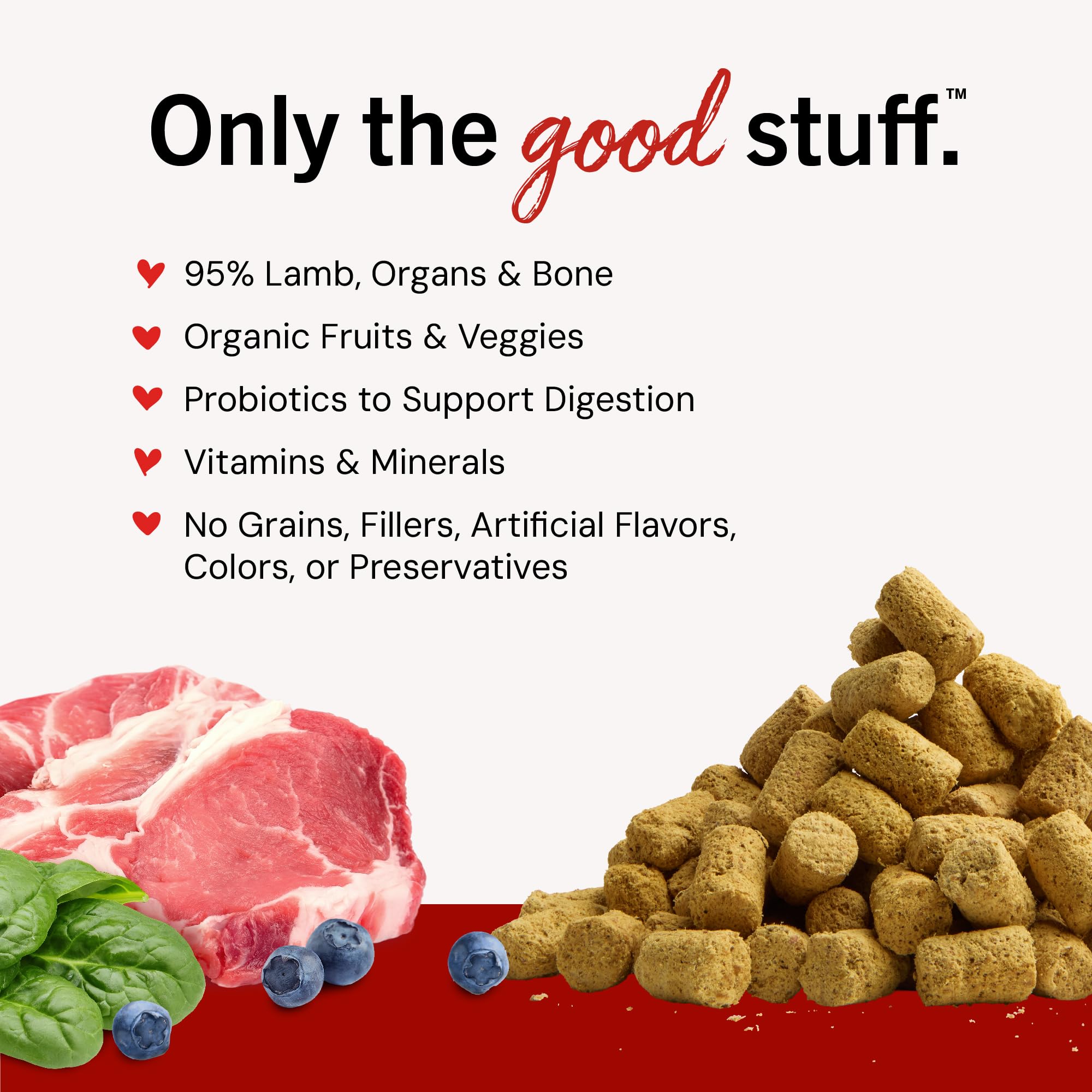 Stella & Chewy's 95% grass-fed lamb close-up highlighting high-protein ingredients.