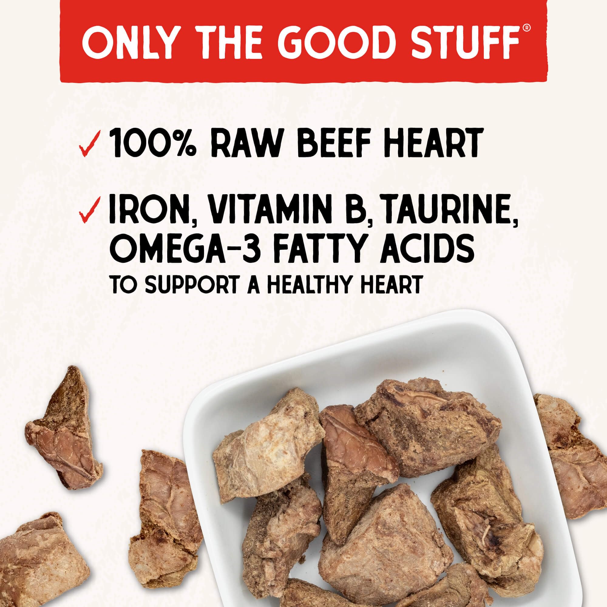 Stella & Chewy's breakable beef heart pieces ideal for small pets.