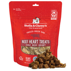 Stella & Chewy's beef heart treats in packaging front, ready for tasting.