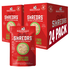 Stella & Chewy's Cage-Free Shredrs pouch packaging with easy, 2.8oz portions.