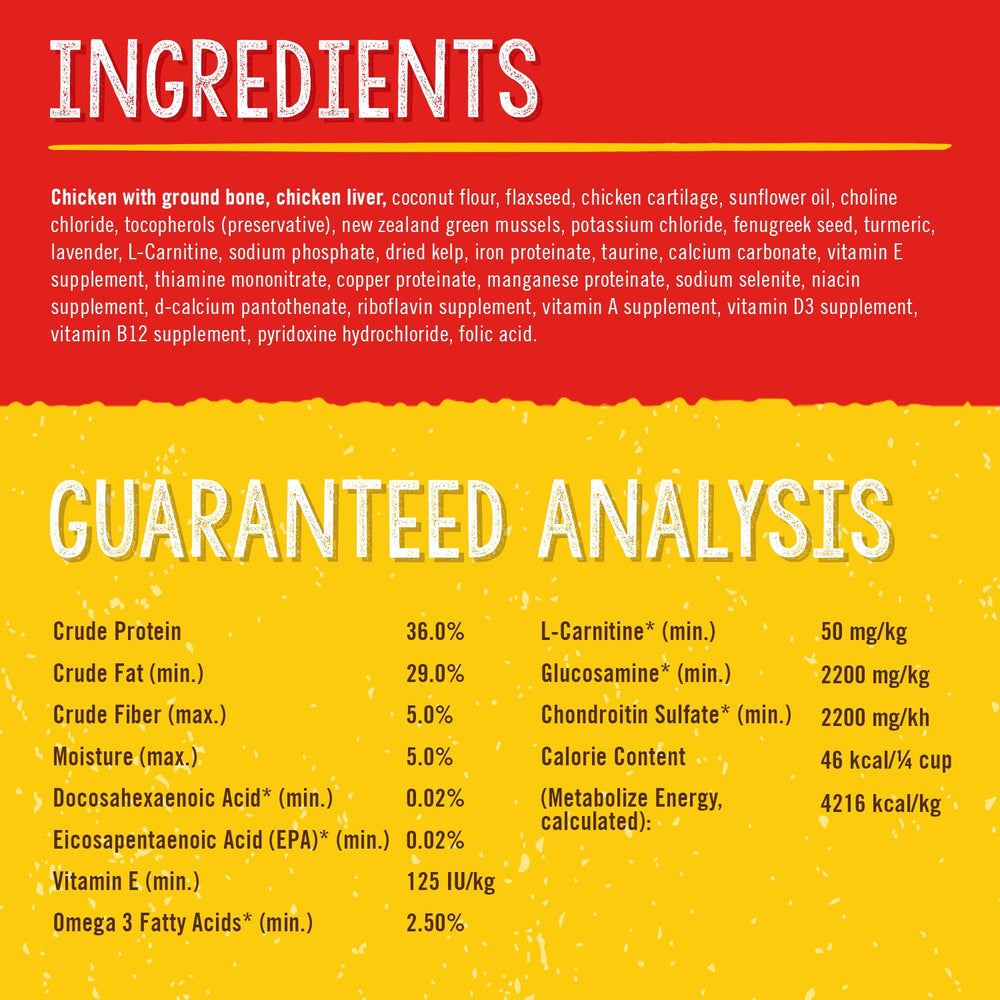 Cage-free chicken ingredient shot from Stella & Chewy's premium raw diet.