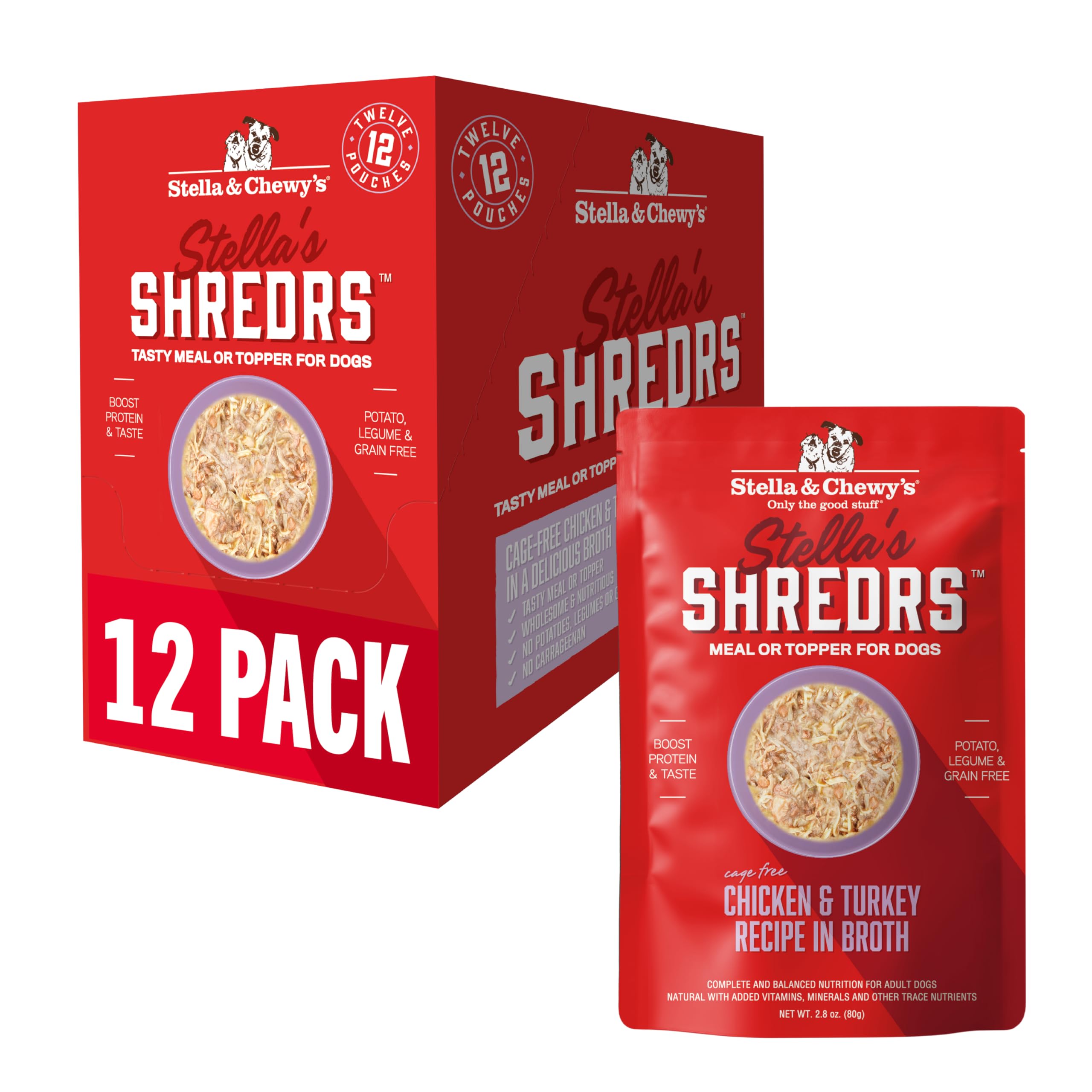 Stella & Chewy's cage-free shredrs in broth entice picky eaters