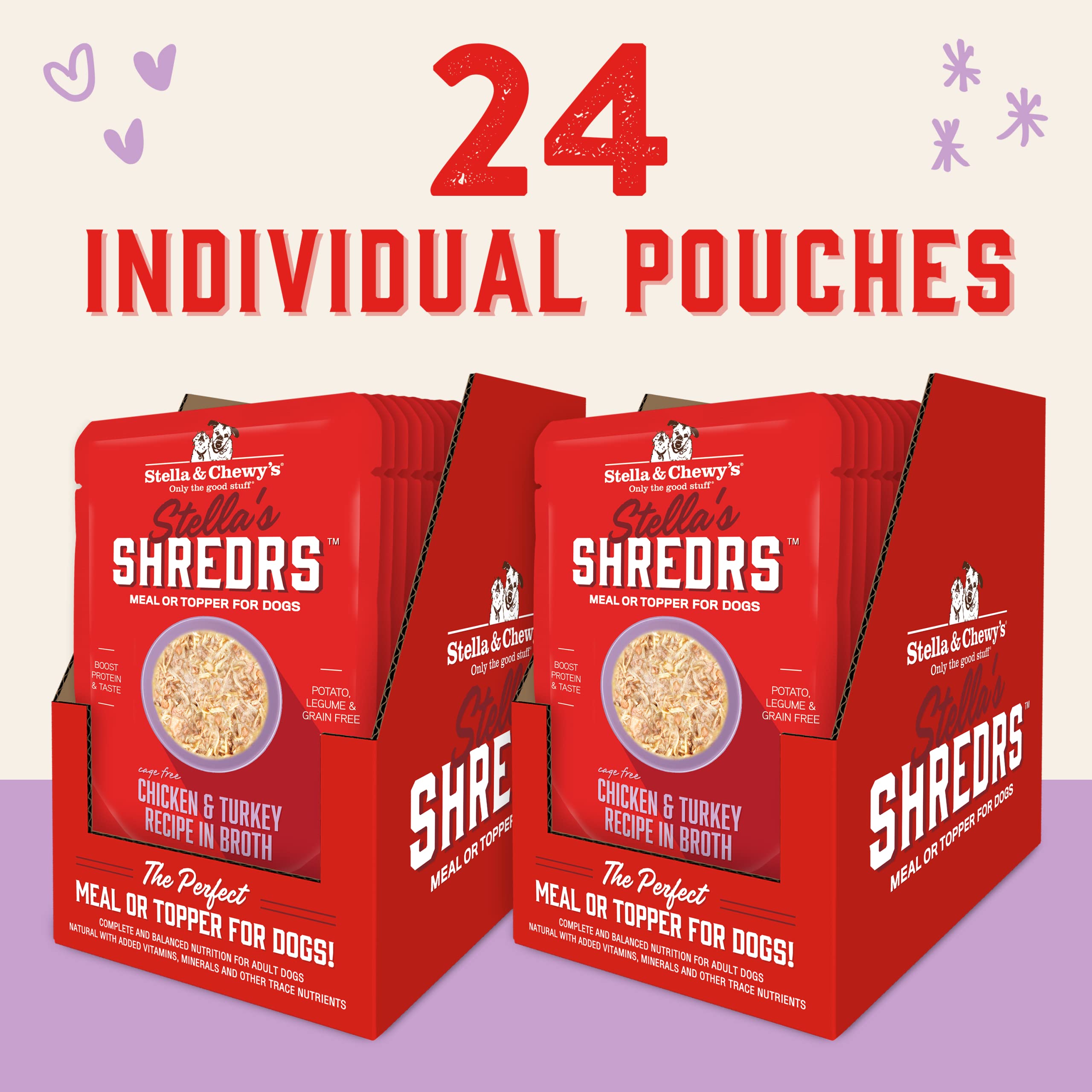 Stella & Chewy's Shredrs pouch ready to serve, ideal for picky eaters