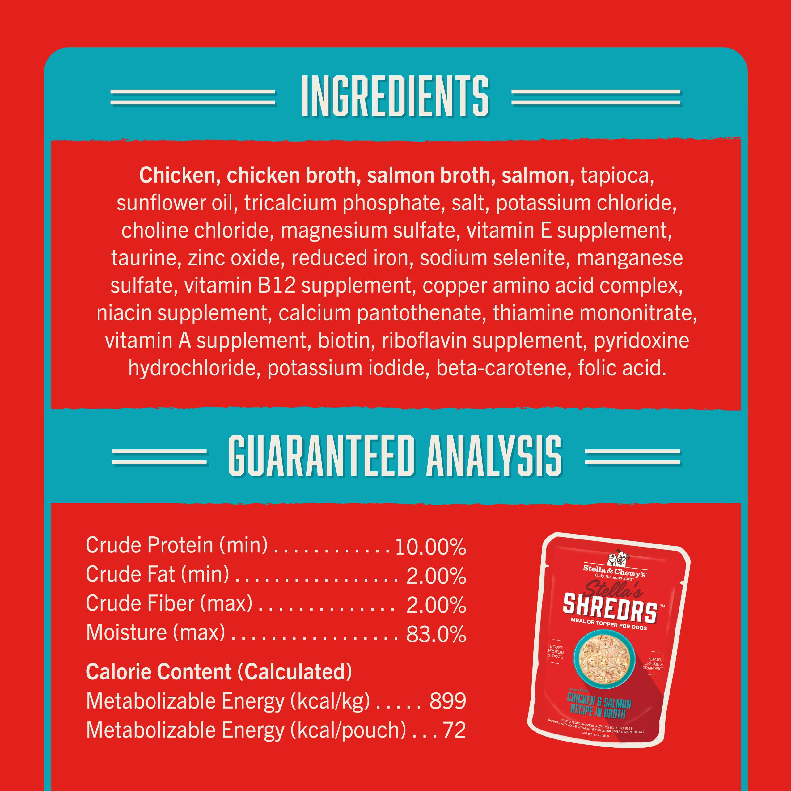 Stella & Chewy's Cage-Free Chicken Shredrs enhances meal appeal with real protein.