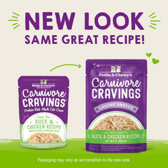 Stella & Chewy's Carnivore Cravings pouch with duck and chicken chunks.