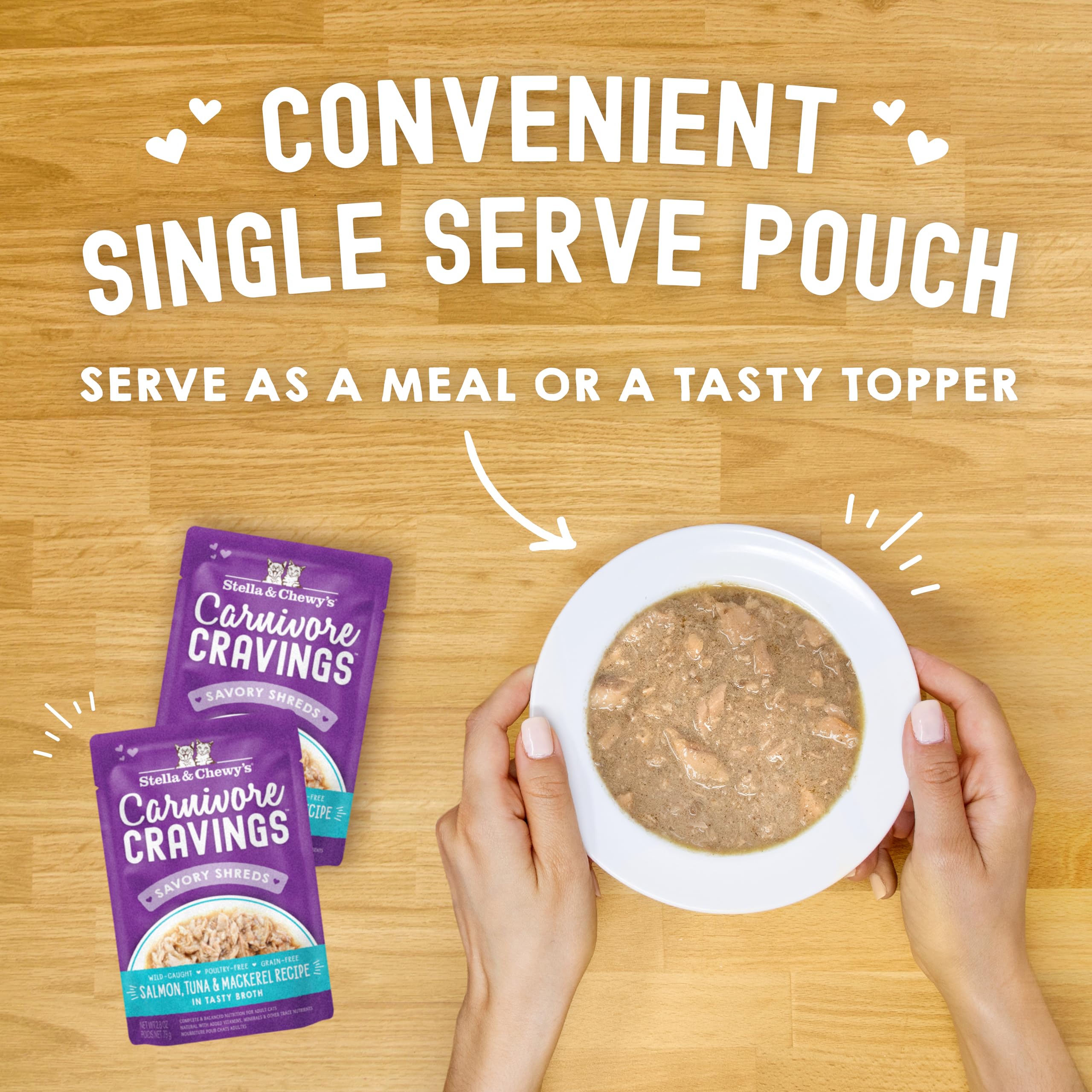Stella & Chewy's Carnivore Cravings pouch demonstrates suitability for multi-cat households.