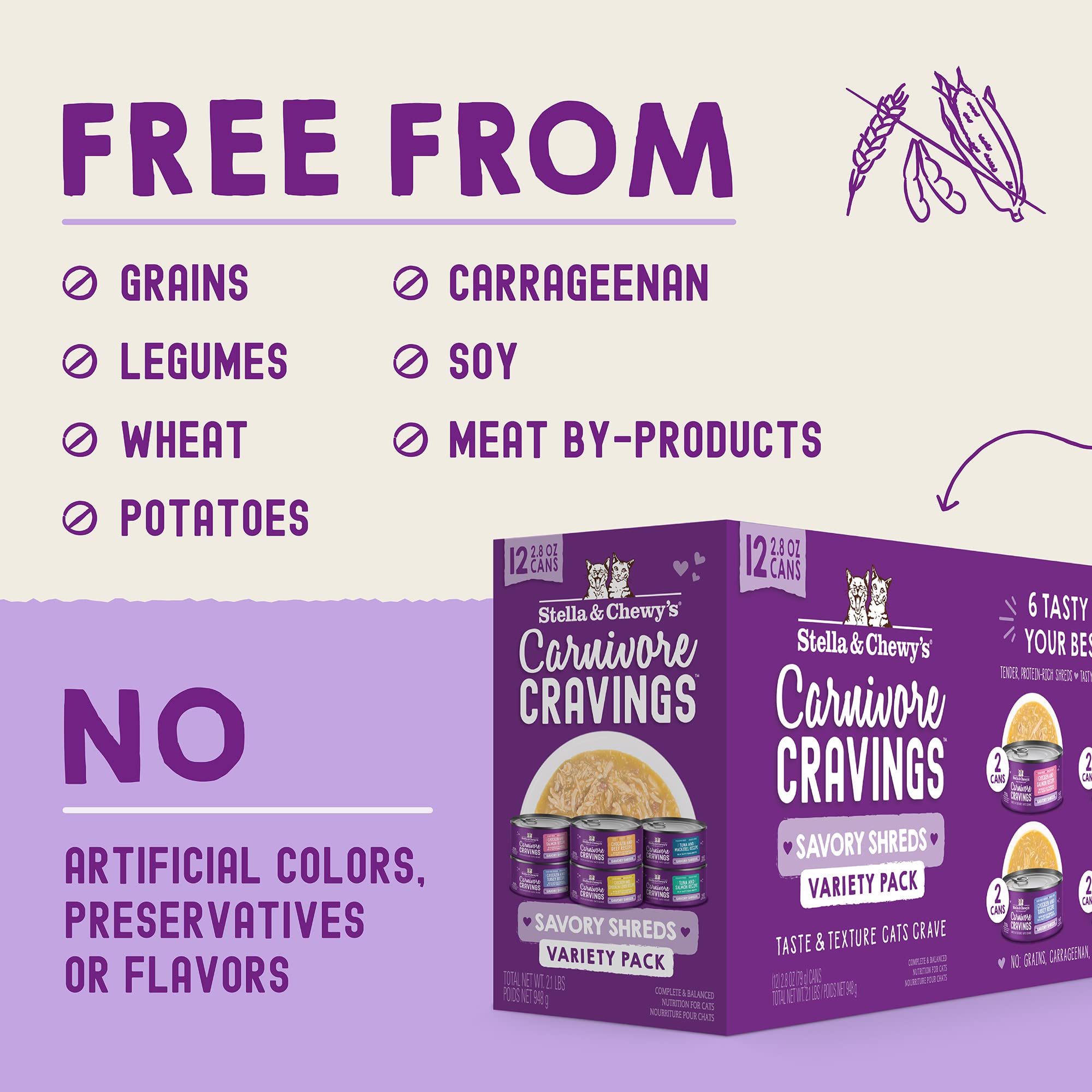 Stella & Chewy's Carnivore Cravings Savory Shreds provide convenient portions for daily meals.